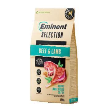 Hrana uscata pentru caini Eminent Selection Puppy Large, Vita si miel, Grain free, 30 14, 12kg