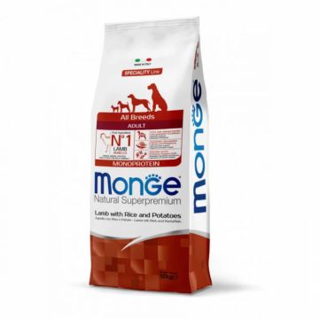 Hrana uscata pentru caini Monge Natural Superpremium Adult cu miel 12 kg