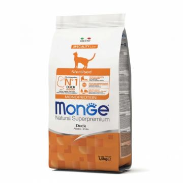 Hrana uscata pentru pisici Monge Natural Superpremium Sterilised cu rata