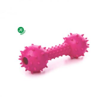 Jucarie pentru caini Gantera cu tepi roz 14 cm