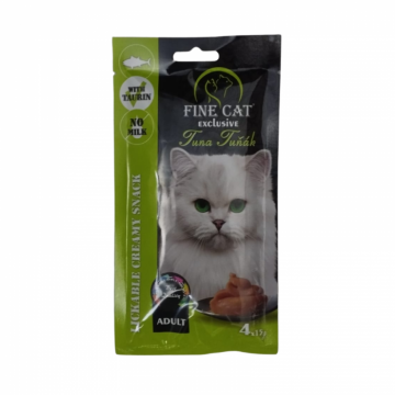 Recompense cremoase pentru pisici Fine Cat Exclusive, Ton, 4 x 15g