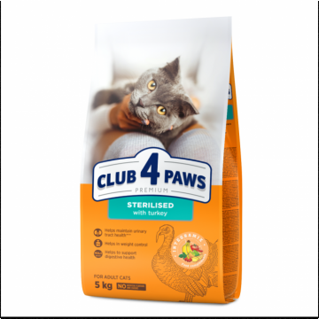 Club 4 Paws, Hrana uscata pisici sterilizate, curcan, 5kg
