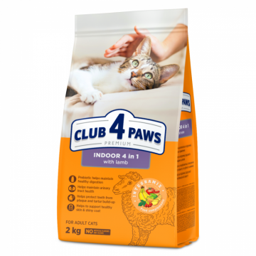 Club 4 Paws, Premium Indoor, Hrana uscata pisici adulte, cu miel, 2kg