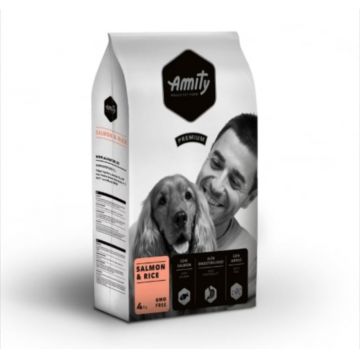 Hrana uscata pentru caini Amity Premium Adult, Somon si orez 4 kg