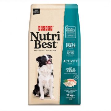 Hrana uscata pentru caini Premium Nutribest Adult Activity, Pui si Orez, 15 kg