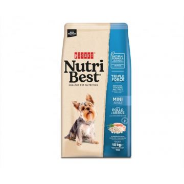 Hrana uscata pentru caini talie mica Nutribest Adult Mini, Pui si Orez, 10 kg