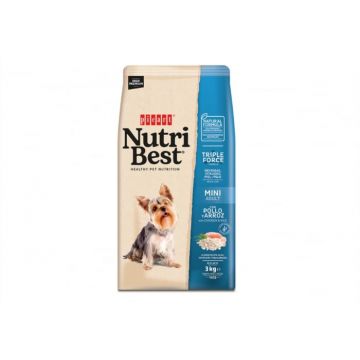 Hrana uscata pentru caini talie mica Nutribest Adult Mini, Pui si Orez, 3 kg