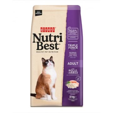 Hrana uscata pentru pisici adulte Nutribest Cat Adult, Pui si Orez, 2kg