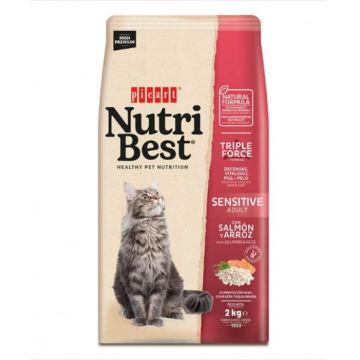 Hrana uscata pentru pisici adulte Nutribest Cat Adult, Somon si Orez, 15 kg