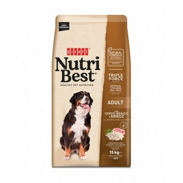 Hrana uscata premium pentru caini Nutribest Adult, Iberian Pork si Orez 15 kg