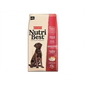 Hrana uscata premium pentru caini Nutribest Adult, Sensitive Somon si Orez 15 kg
