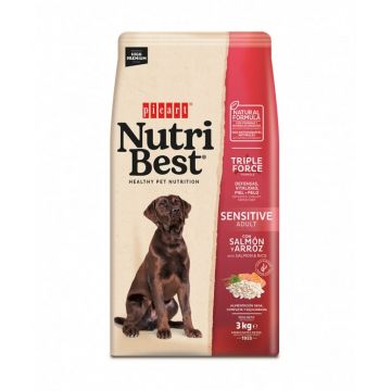 Hrana uscata premium pentru caini Nutribest Adult, Sensitive Somon si Orez 3 kg