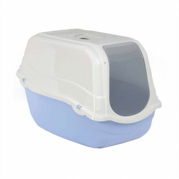 Litiera acoperita pentru pisici MPB Romeo cu filtru albastru deschis 57x39x41(h)cm