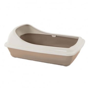 Litiera pentru pisici MPB Birba Medie cu rama detasabila, 46x35x18h cm, Roz