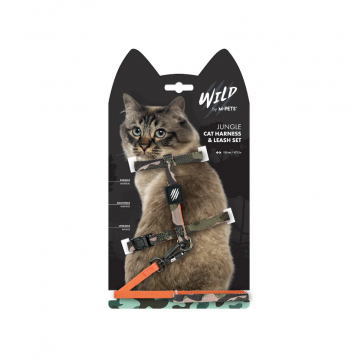 20801899 WILD Jungle Cat Harness & Leash Set – ham ajustabil cu lesă pentru pisici