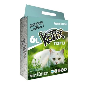 Asternut igienic vegetal pentru pisici Kotix Tofu, Classic, 6L, 2.5Kg