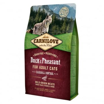 Carnilove Duck and Pheasant Cats Hairball Control 2 kg la reducere