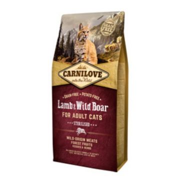Carnilove Lamb and Wild Boar Cats Sterilised  6 kg la reducere