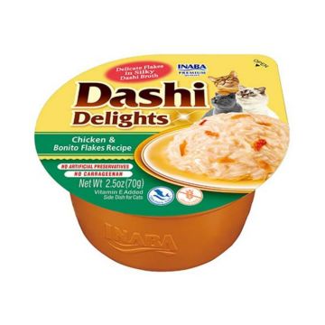 Ciao Dashi Delights, Hrana umeda complementara pentru pisici, cu pui si fulgi de bonito, 70g