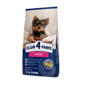 Club 4 Paws, Hrana uscata, catei, talie mini, pui, 14kg