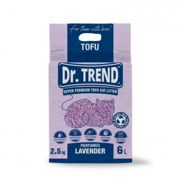 Dr.Trend Premium, Tofu, Asternut igienic pentru pisici, Lavanda, 6L 2.5kg