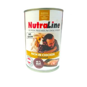 Hrana umeda caini, Nutraline Adult No Grain Pui, 400 g