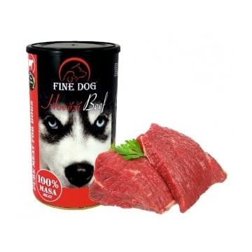 Hrana umeda pentru caini Fine Dog, Vita, 100% carne, 1200g
