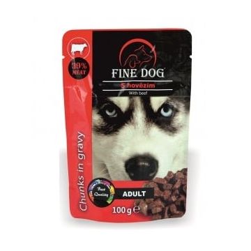 Hrana umeda pentru caini Fine Dog, Vita in sos, 100g