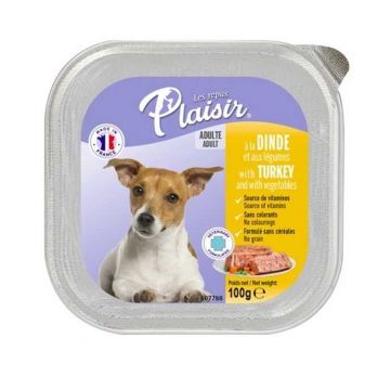 Hrana umeda pentru caini Plaisir, Curcan, 100g