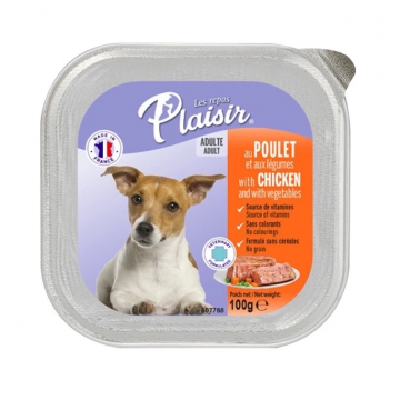 Hrana umeda pentru caini Plaisir, Pui, 100g