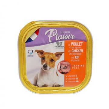 Hrana umeda pentru caini Plaisir, Pui, 300g