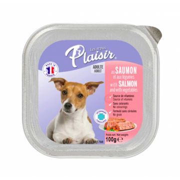 Hrana umeda pentru caini Plaisir, Somon, 100g