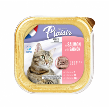 Hrana umeda pentru pisici Plaisir, Somon, 100g