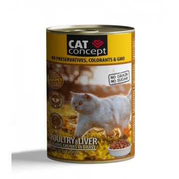 Hrana umeda pisici, CAT CONCEPT Pasare & Ficat, 415 g