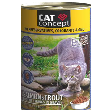 Hrana umeda pisici, CAT CONCEPT Somon & Pastrav, 415 g