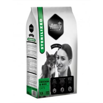 Hrana Uscata Pisici, Amity Premium Cats, Sterilizat Pui si Orez, 1.5 kg