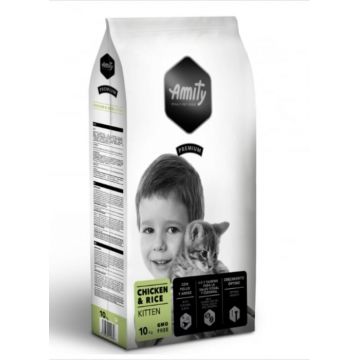 Hrana Uscata Pisici Junior, Amity Premium Cats Kitten, Pui si Orez, 10 kg
