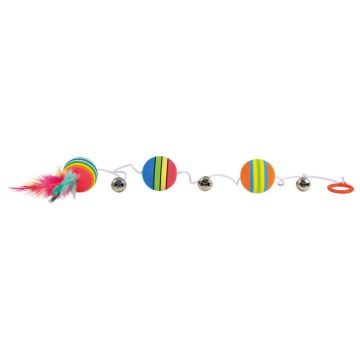 Jucarie 3 mingi Rainbow cu Clopotel Pe Sfoara 3.5 cm 4133