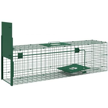 Outsunny Cușcă pentru prinderea animalelor dăunătoare 1 intrare dim. 100L x 25l x 28H cm verde închis | Aosom Romania