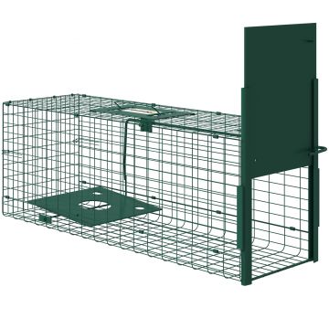 Outsunny Cușcă prindere animale dăunătoare 1 intrare dim. 80L x 25l x 30H cm verde închis | Aosom Romania