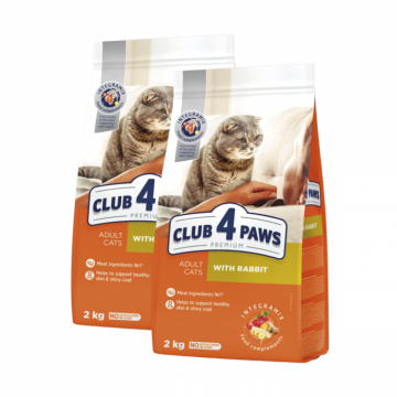 Pachet 2x2kg, Club 4 Paws, Iepure ,   Hrana uscata pentru pisici adulte 4kg
