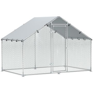 PawHut Cușcă pentru pui, mare cușcă din metal cu acoperire impermeabilă și anti-UV, cușcă pentru 5-8 pui, 3 x 1,7 x 1,9m | Aosom Romania