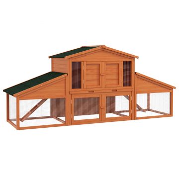 PawHut Cuib cușcă pentru iepurași rozătoare cotet XXL 2 etaje 2 incinte sertar dejecție 2,25L x 0,70l x 1H m lemn masiv brad | Aosom Romania