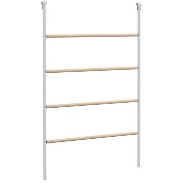 PawHut Suport pentru Găini pe 4 Niveluri, Posatoiu din Lemn și Oțel Galvanizat, Scară pentru Coteț, 4-6 Găini, 140x86x2,5 cm, Lemn Natural | Aosom Romania