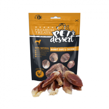 Pet s Desert, Recompense pentru caini, Dog Rabbit EarsChicken LSR-04, 80g Pet s Desert, Recompense pentru caini, Dog Rabbit EarsChicken LSR-04, 80g