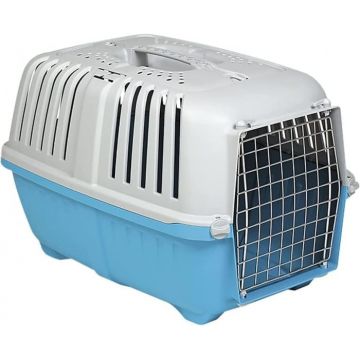 PRATIKO 1 METAL, Cusca transport animale, albastru, 33L x 31.5l x 33H cm