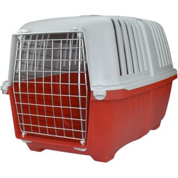 PRATIKO 3 METAL, Cusca transport animale, rosie, 60x39x40  cm