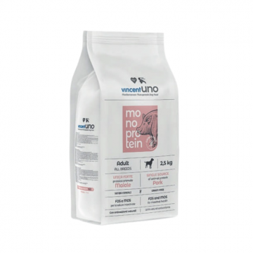 Vincent Uno Monoprotein Grain Free Pork ,   Hrana uscata caini adulti, porc, 2.5kg