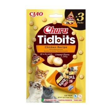 Churu Cat Tidbits, Recompense Pisici, Pui, 12 g x 3 buc