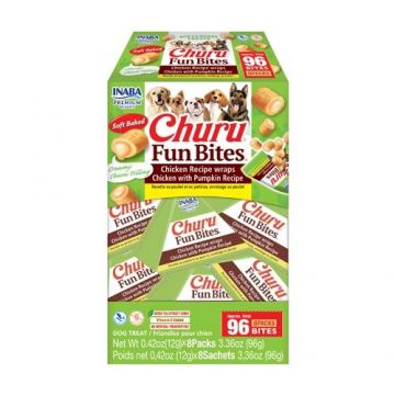 Churu Dog Fun Bites, Recompense Caini, Pui & Dovleac, 12 g x 8 buc (96 g)